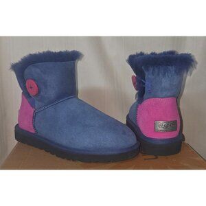 UGG Australia Mini Bailey Button 2 Color Suede Ankle Boots Women Size US 7 NEW